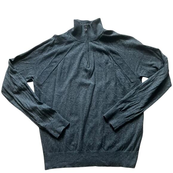 Banana Republic Men’s Cashmere Cotton Half Zip Sweater Gray Size Large - Picture 1 of 8